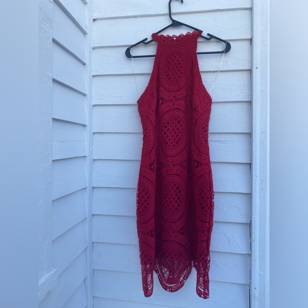 Charlotte Russe Red Crochet Midi Dress